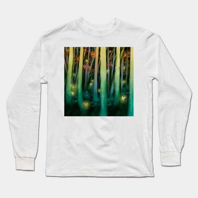 Enchanted Yellow Butterfly Long Sleeve T-Shirt by JJLosh